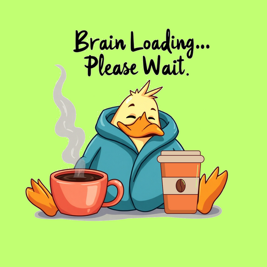 Brain Loading... Please Wait. Lazy Duck 300 DPI PNG Digital Product
